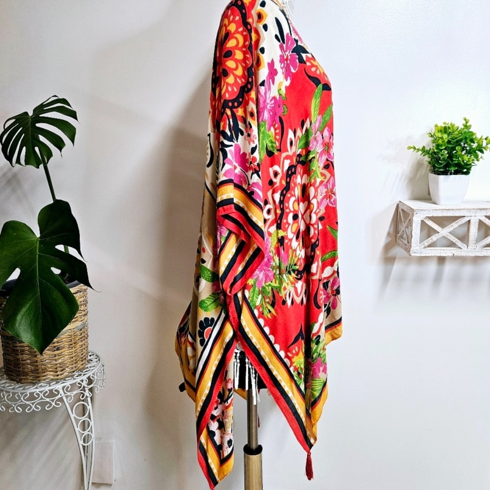 🟠 Nine West Floral Multicolor Kimono One Size-New w/ Tag - Picture 5 of 7